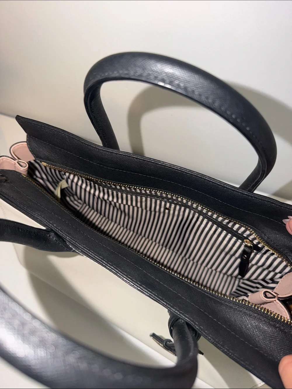 kate spade Black and Cream Colorblock Structured Satchel